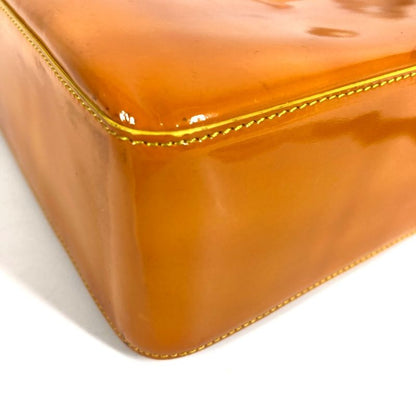Chanel Shoulder Bag Logo Patent Leather Orange