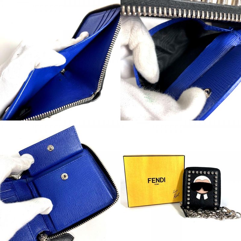 Fendi Bifold Wallet Karl Laga Feld Leather Black