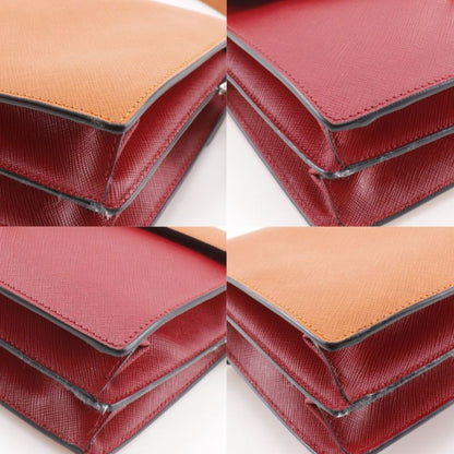 Prada 2-Way Clutch Saffiano Red Orange Shoulder Bag