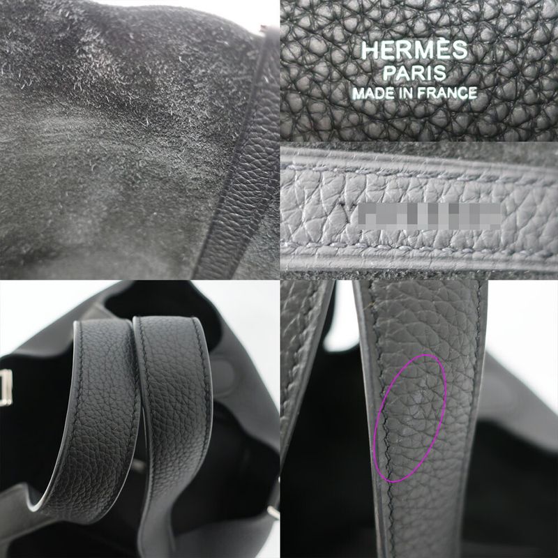Hermes Picotin Lock MM Handbag Black Silver Manufactu