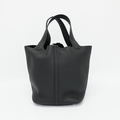 Hermes Picotin Lock MM Handbag Black Silver Manufactu