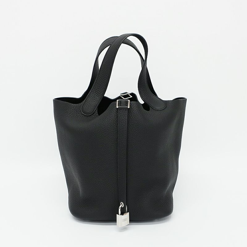 Hermes Picotin Lock MM Handbag Black Silver Manufactu