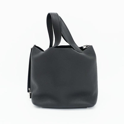 Hermes Picotin Lock MM Handbag Black Silver Manufactu