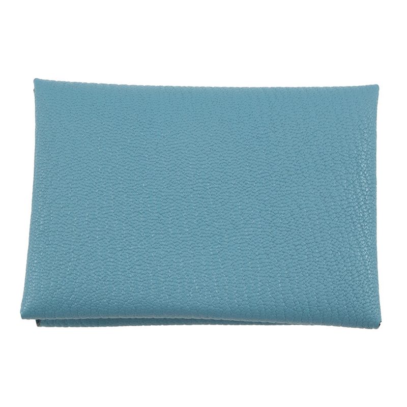 Hermes Coin Case Calvi Duo New Bourgine Silver Chevre Misor New Blue Jean