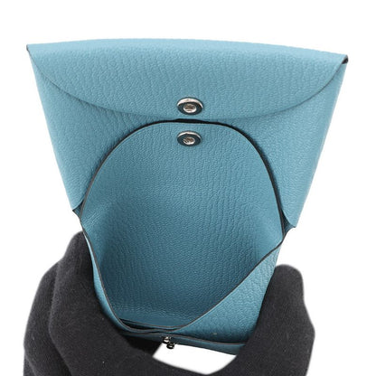 Hermes Coin Case Calvi Duo New Bourgine Silver Chevre Misor New Blue Jean