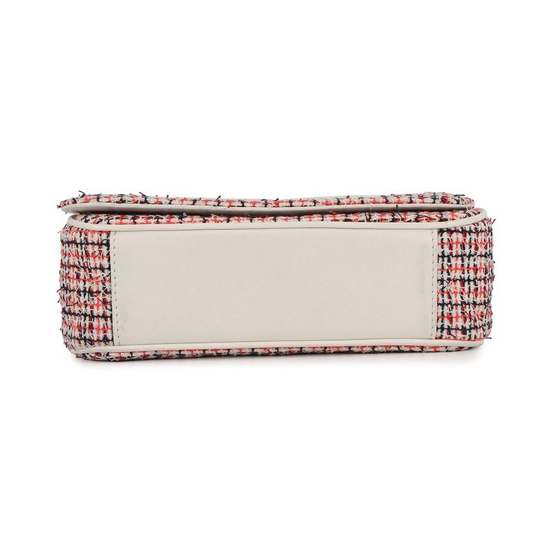 Chanel Chain Shoulder Bag Deca Coco CC Logo Full Flap Tweed Leather White Multicolor