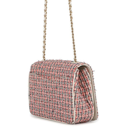 Chanel Chain Shoulder Bag Deca Coco CC Logo Full Flap Tweed Leather White Multicolor