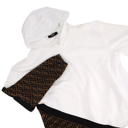 Fendi Hoodie FF Cut Replacement Cotton S Top White Brown