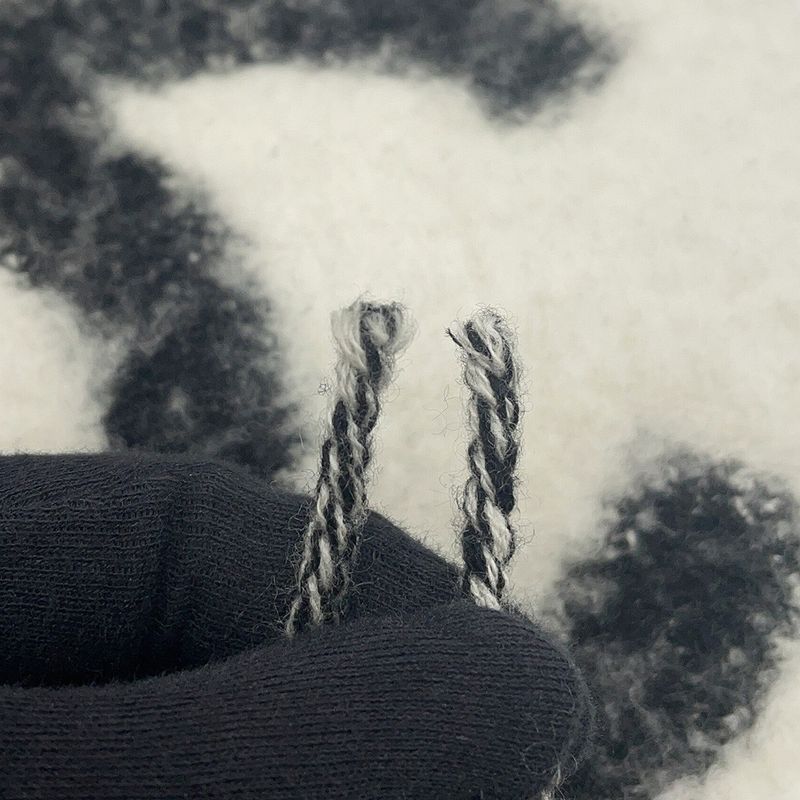 Chanel Scarf CC Logo Cashmere Silk Black White