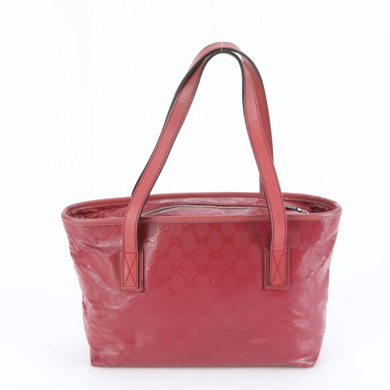 Gucci Ggimprime Leather Tote Shoulder Hand Red Rcm