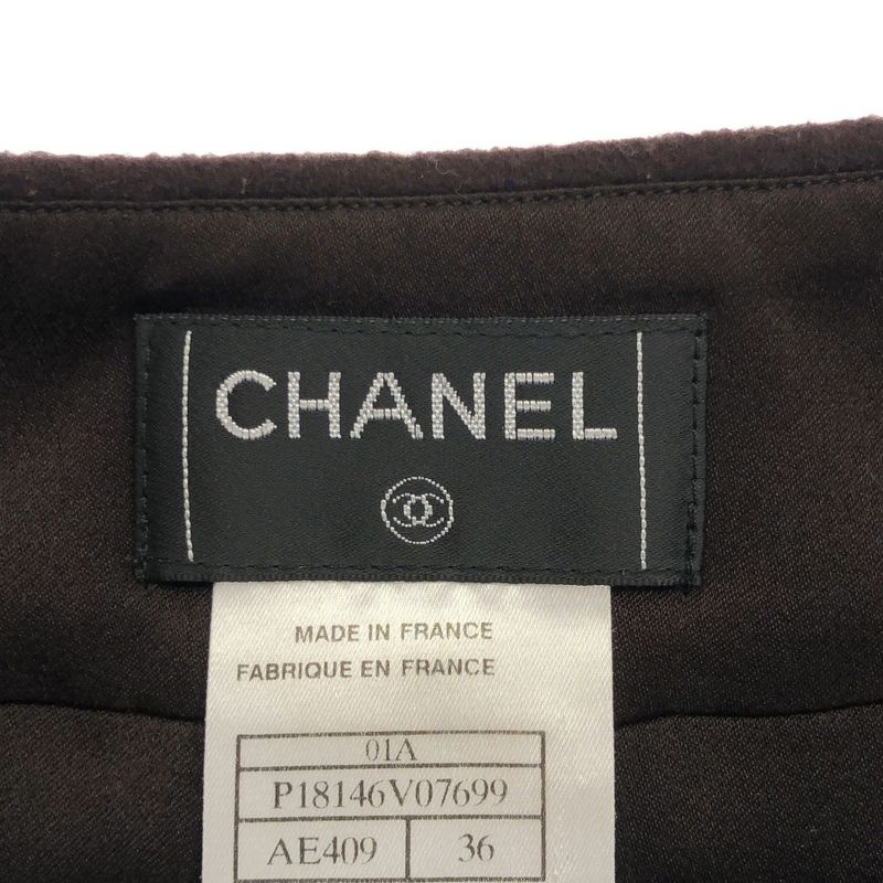 Chanel Cashmere Skirt Brown 36