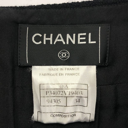 Chanel Wool Tight Skirt Black 34