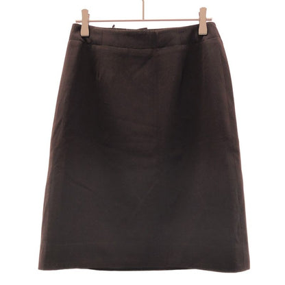 Chanel CC Logo Button Wool Skirt Brown 36
