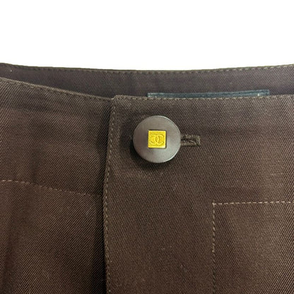 Chanel CC Logo Button Wool Skirt Brown 36