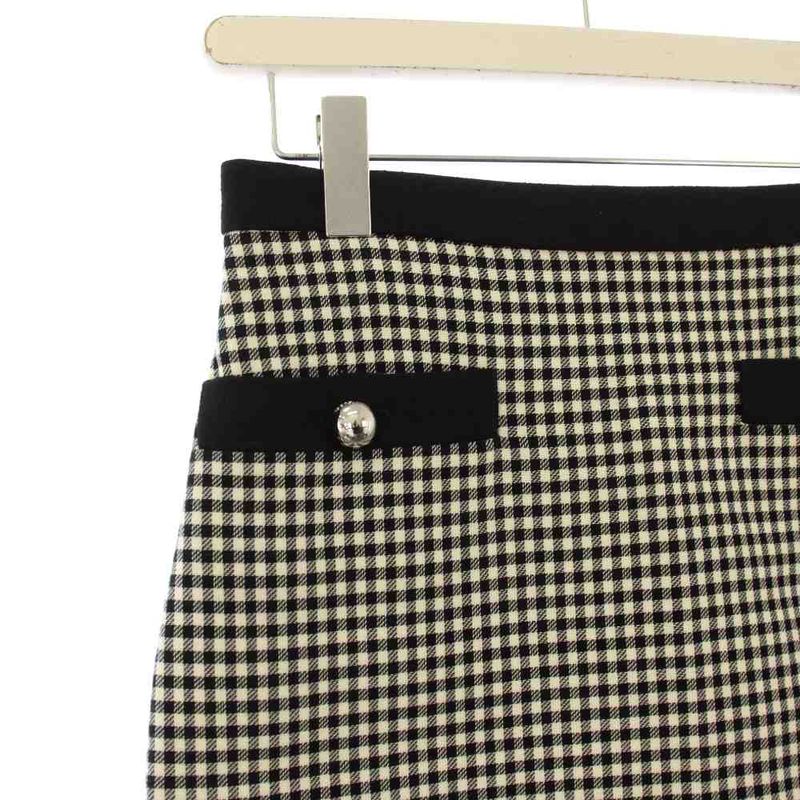 Gucci Tight Skirt Mini Gingham Check 38 White Black