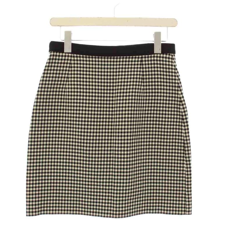 Gucci Tight Skirt Mini Gingham Check 38 White Black