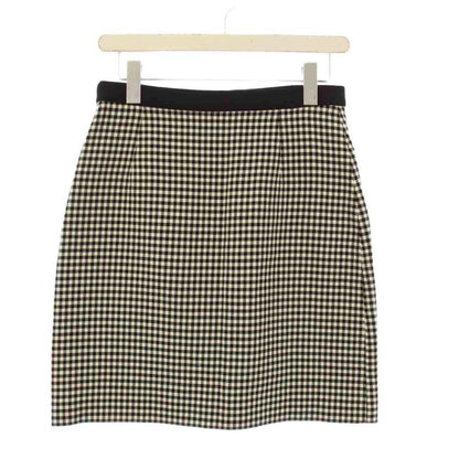 Gucci Tight Skirt Mini Gingham Check 38 White Black