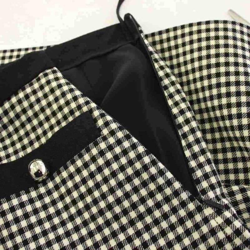 Gucci Tight Skirt Mini Gingham Check 38 White Black