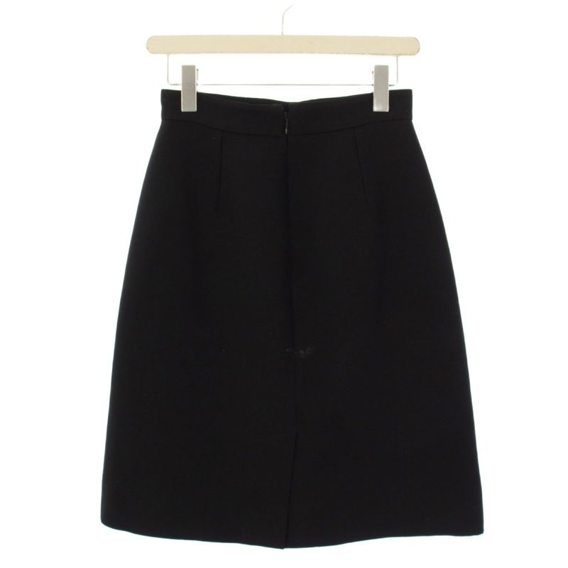 Gucci Wool Logo Print Skirt Knee Length Trapezoid 38 Black