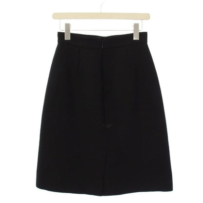 Gucci Wool Logo Print Skirt Knee Length Trapezoid 38 Black