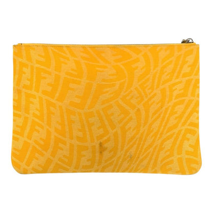 Fendi FF Vertigo Yellow Silver Canvas Clutch