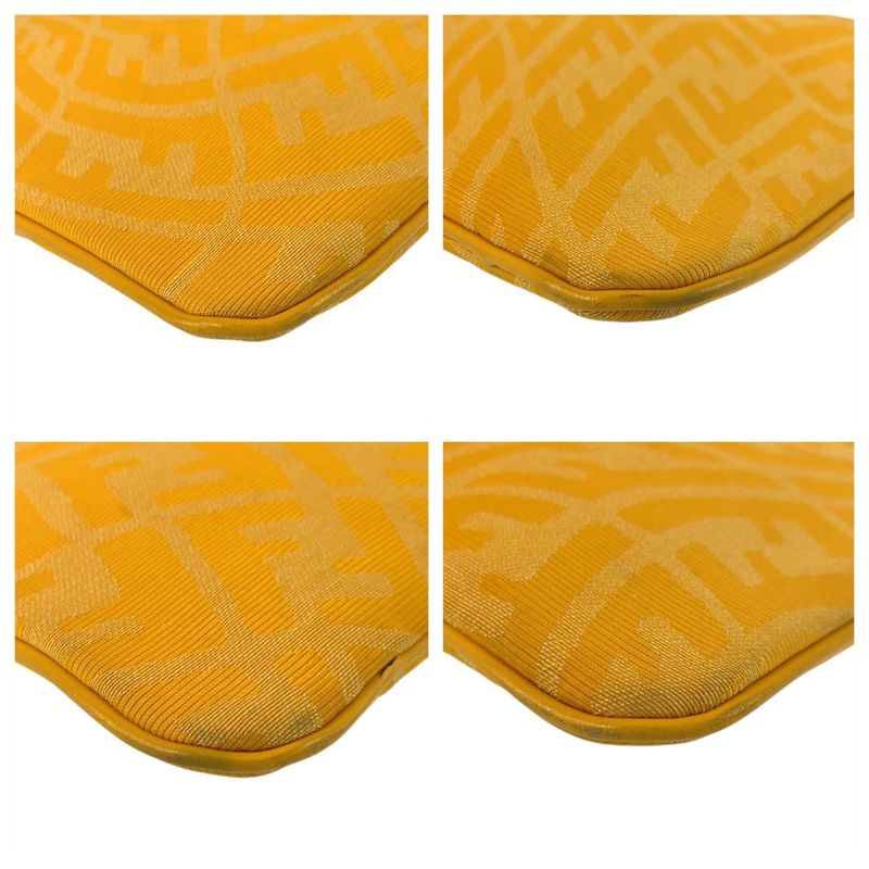 Fendi FF Vertigo Yellow Silver Canvas Clutch