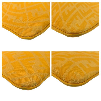 Fendi FF Vertigo Yellow Silver Canvas Clutch