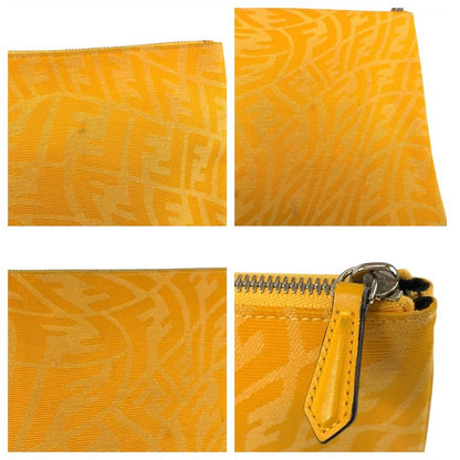 Fendi FF Vertigo Yellow Silver Canvas Clutch