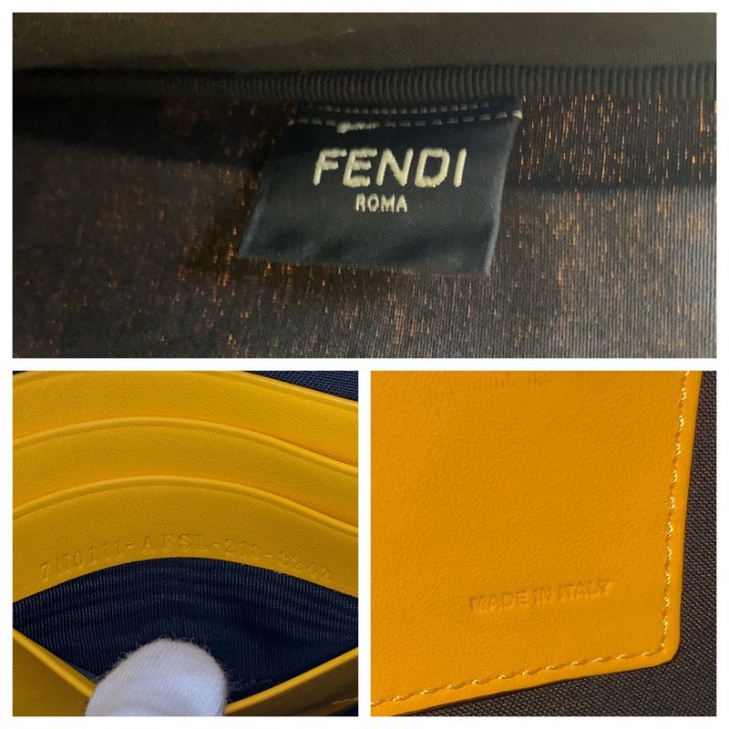 Fendi FF Vertigo Yellow Silver Canvas Clutch