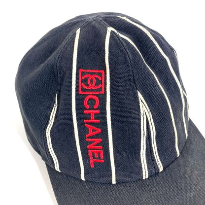 Chanel Cap CC Logo Cotton Navy