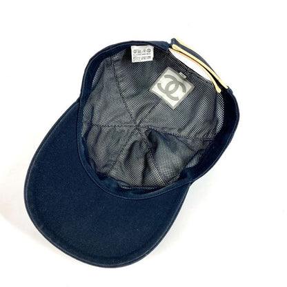 Chanel Cap CC Logo Cotton Navy