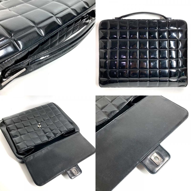 Chanel Business Bag CC Logo Beach Bag Enamel Black