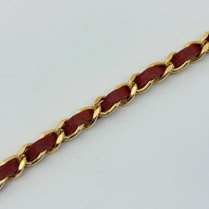 Chanel CC Logo Chain Belt Leather Gold Red