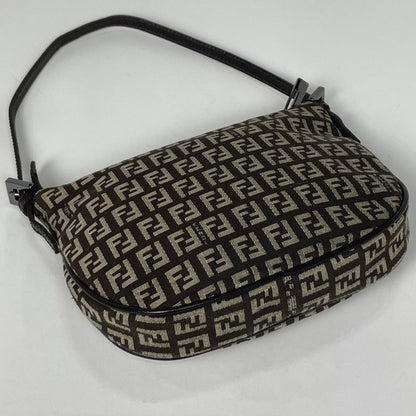 Fendi Zucchino Pattern Handbag One Shoulder Canvas Brown