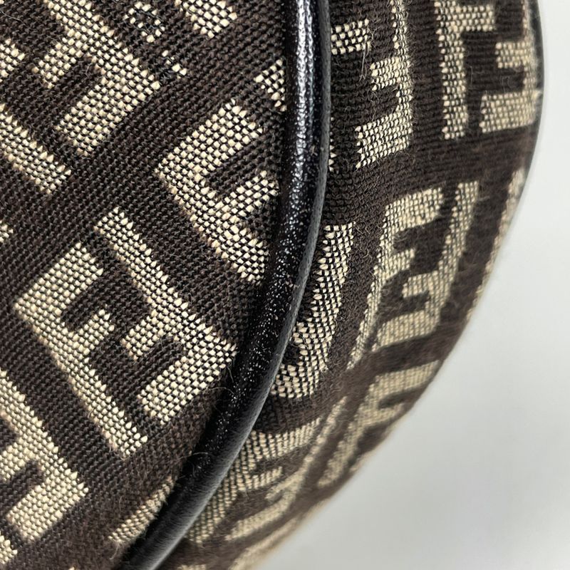 Fendi Zucchino Pattern Handbag One Shoulder Canvas Brown