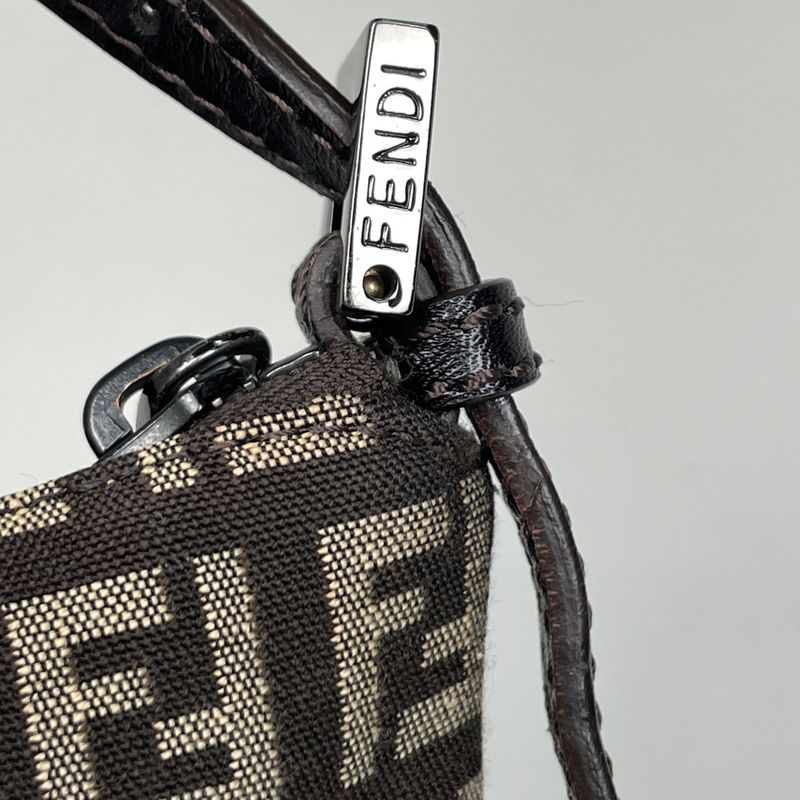 Fendi Zucchino Pattern Handbag One Shoulder Canvas Brown