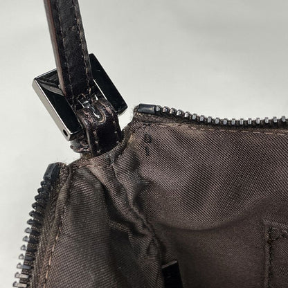 Fendi Zucchino Pattern Handbag One Shoulder Canvas Brown