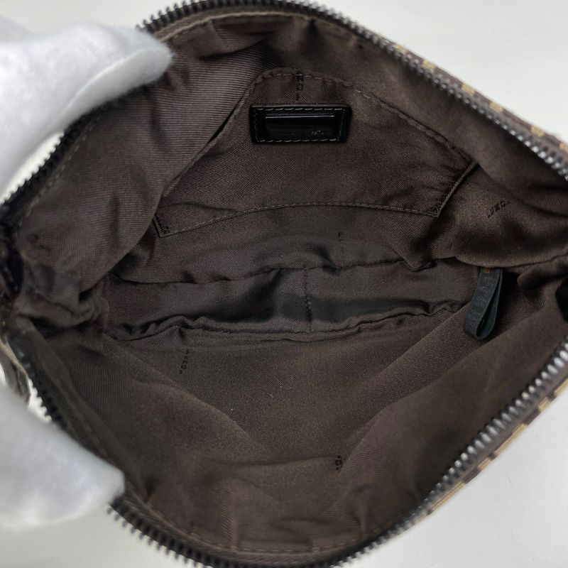Fendi Zucchino Pattern Handbag One Shoulder Canvas Brown