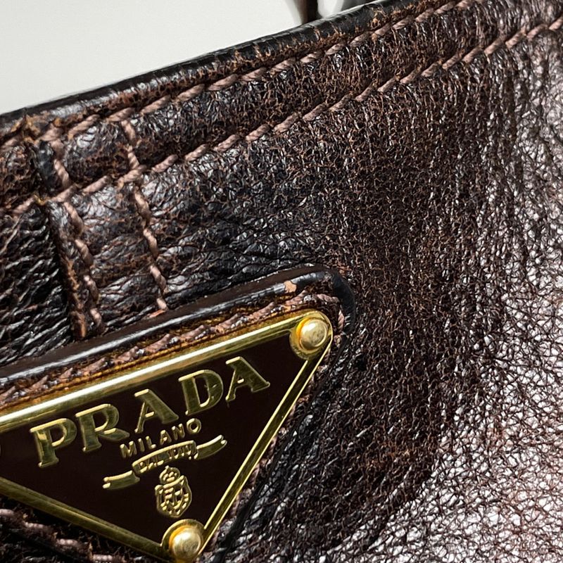 Prada Tote Shoulder Chimera Leather Brown