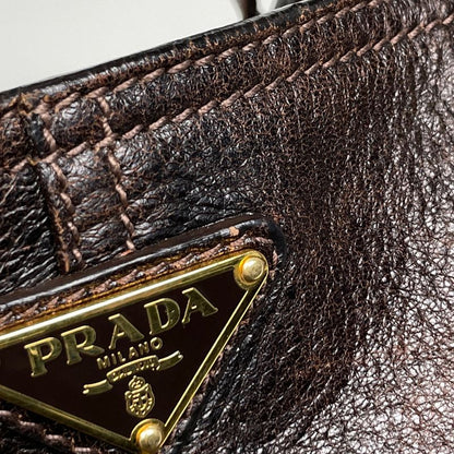 Prada Tote Shoulder Chimera Leather Brown
