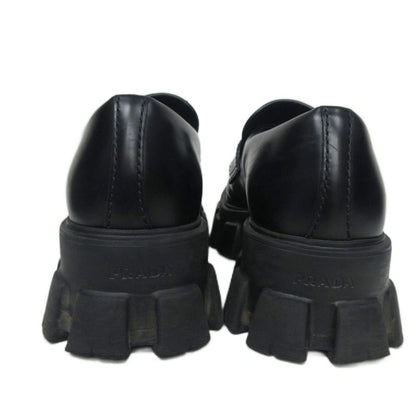 Prada Monolith Brushed Leather Loafers Triangle Plate Logo Thick