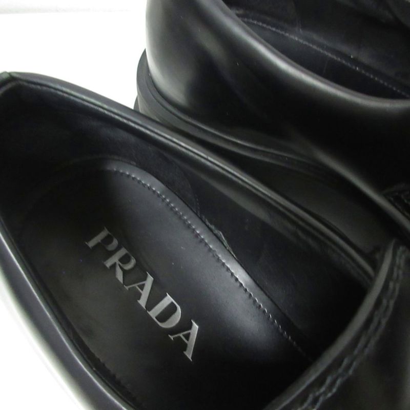 Prada Monolith Brushed Leather Loafers Triangle Plate Logo Thick