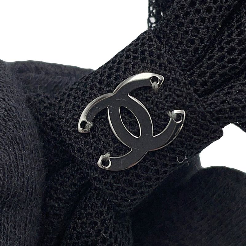 Chanel Barrette CC Logo Ribbon Cotton Cahnel Hair Black