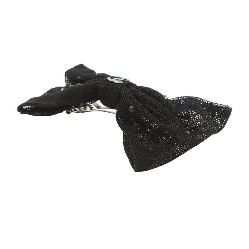 Chanel Barrette CC Logo Ribbon Cotton Cahnel Hair Black