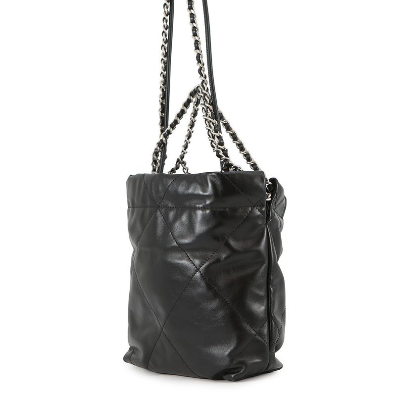 Chanel Handbag 22 Mini CC Logo Shiny Calf Leather 2-Way