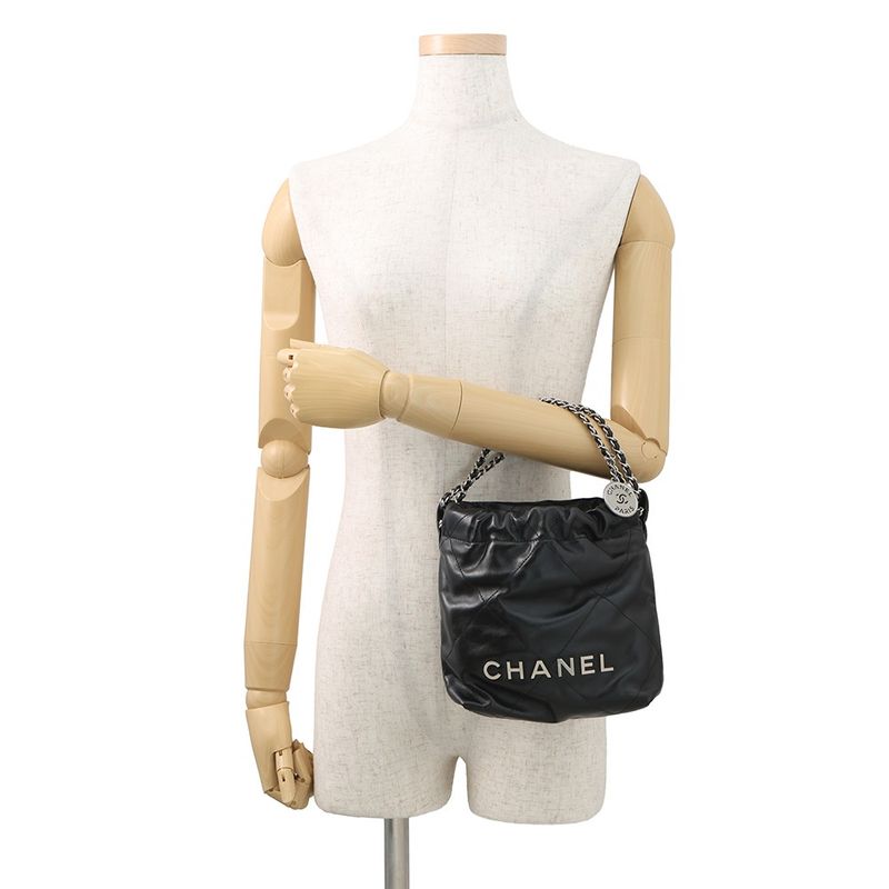 Chanel Handbag 22 Mini CC Logo Shiny Calf Leather 2-Way