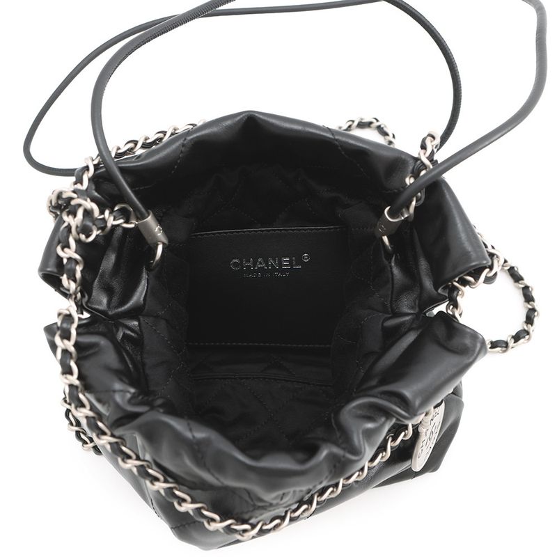 Chanel Handbag 22 Mini CC Logo Shiny Calf Leather 2-Way