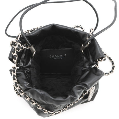 Chanel Handbag 22 Mini CC Logo Shiny Calf Leather 2-Way