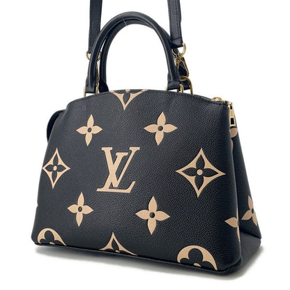 Louis Vuitton Handbag Bicolor Monogram Empreinte Petit Palais PM Noir Black Beige