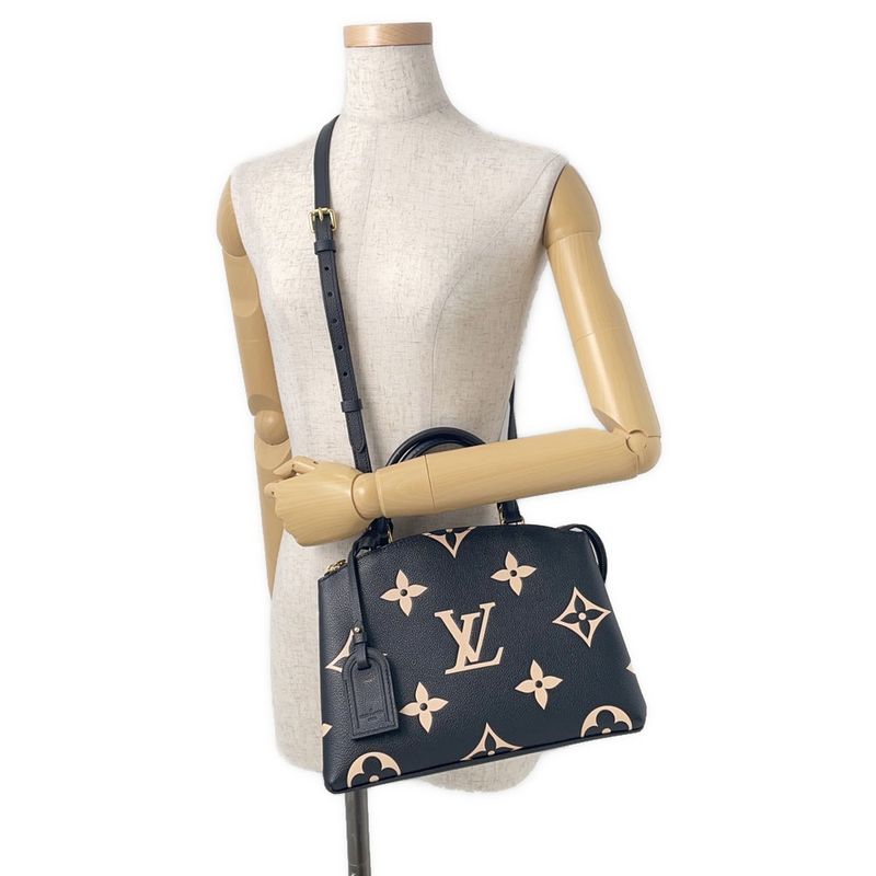 Louis Vuitton Handbag Bicolor Monogram Empreinte Petit Palais PM Noir Black Beige